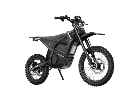 CEMOTO D03 Beast 72 V electric dirt bike in black – front three-quarter view