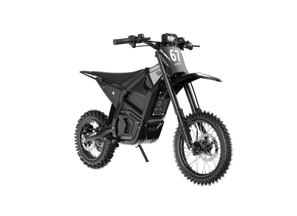 CEMOTO D03 electric dirt bike in black – front angle